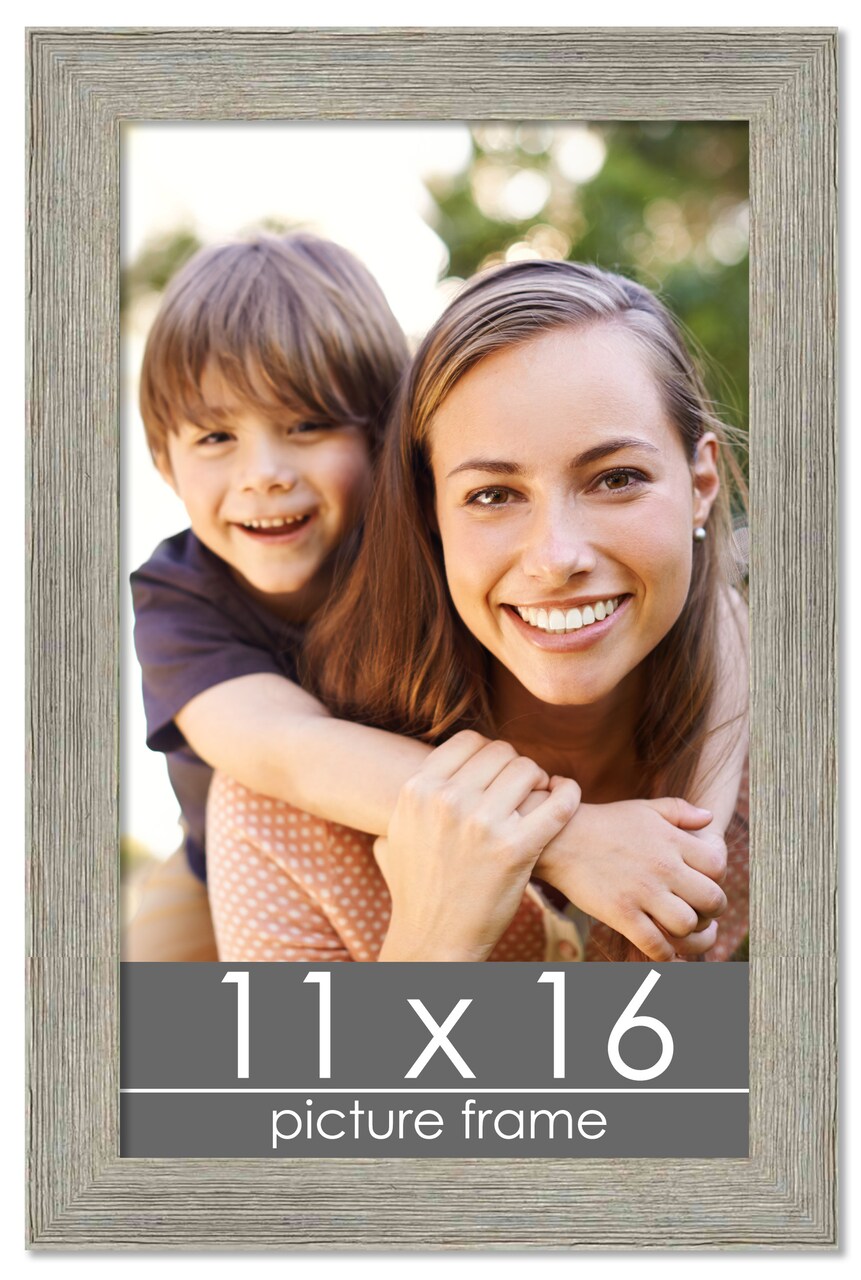 11x16 Wide Barnwood Picture Frame with UV-Resistant Acrylic & Acid Free Backing, Available in 6 Paint Finishes - Grey, Brown, White, and Black